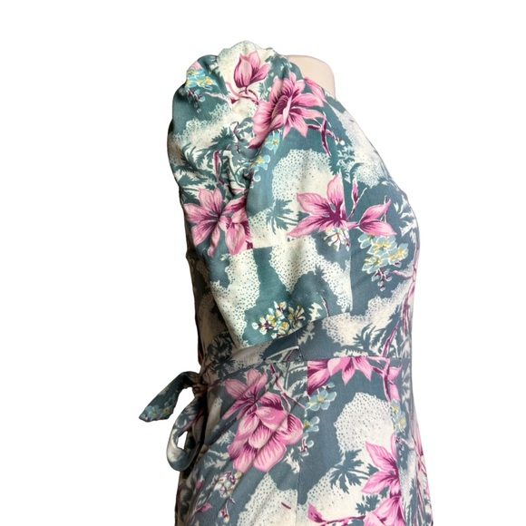 Vintage 70s Maxi Dress Hawaiian Tropical Short Sleeve Juniors Sz 11 Floral - Picture 5 of 12